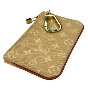 Louis Vuitton Pochette Cles Monogram Mini Coin Purse M92438 Beige Key Ring